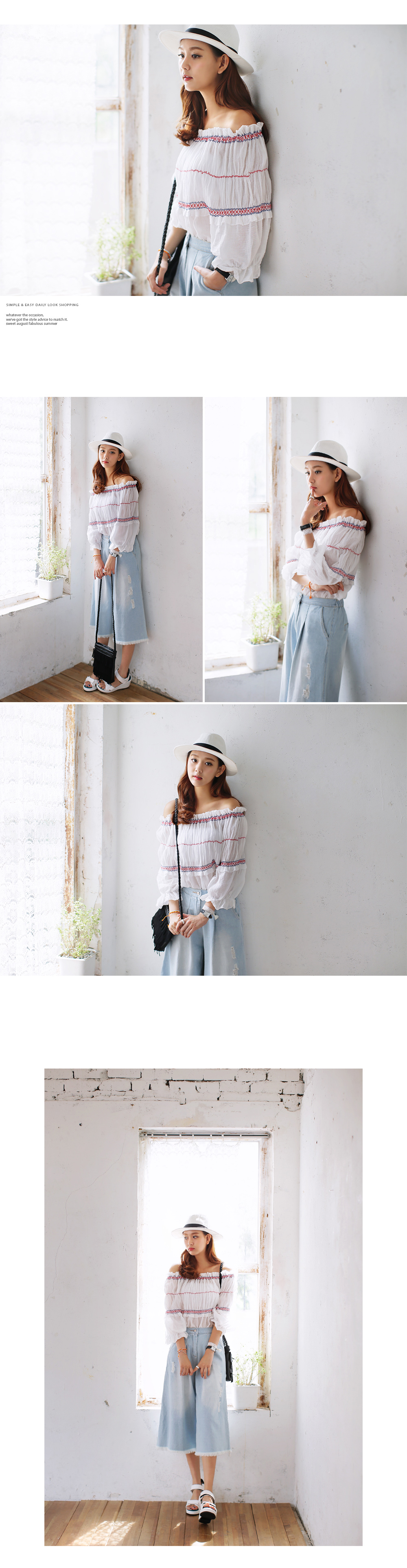 ステッチシャーリングオフショルダーブラウス・全2色 | DHOLIC | 詳細画像2