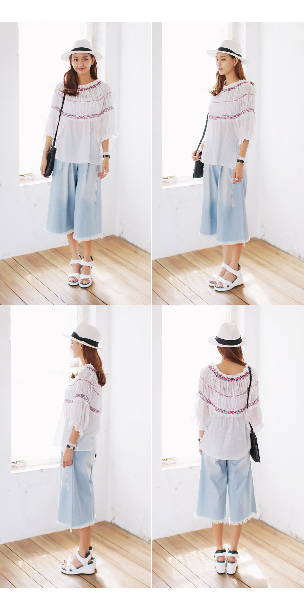 ステッチシャーリングオフショルダーブラウス・全2色 | DHOLIC | 詳細画像5