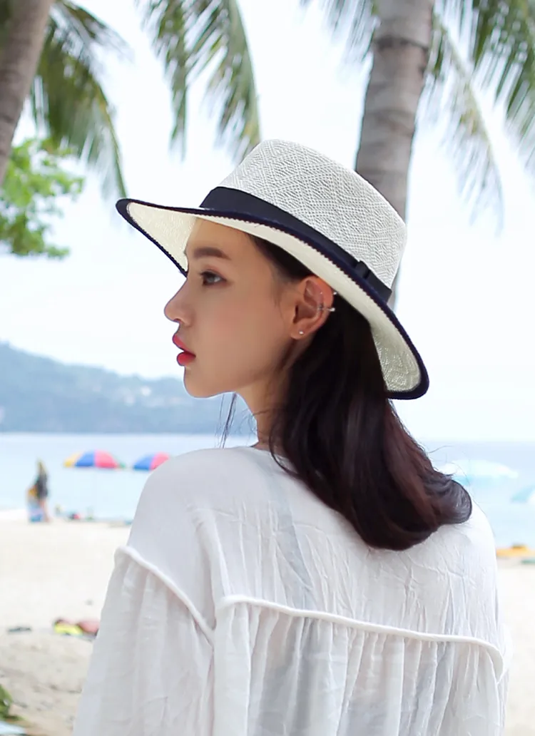 パイピングアイボリーストローハット・全1色 | DHOLIC | 詳細画像1