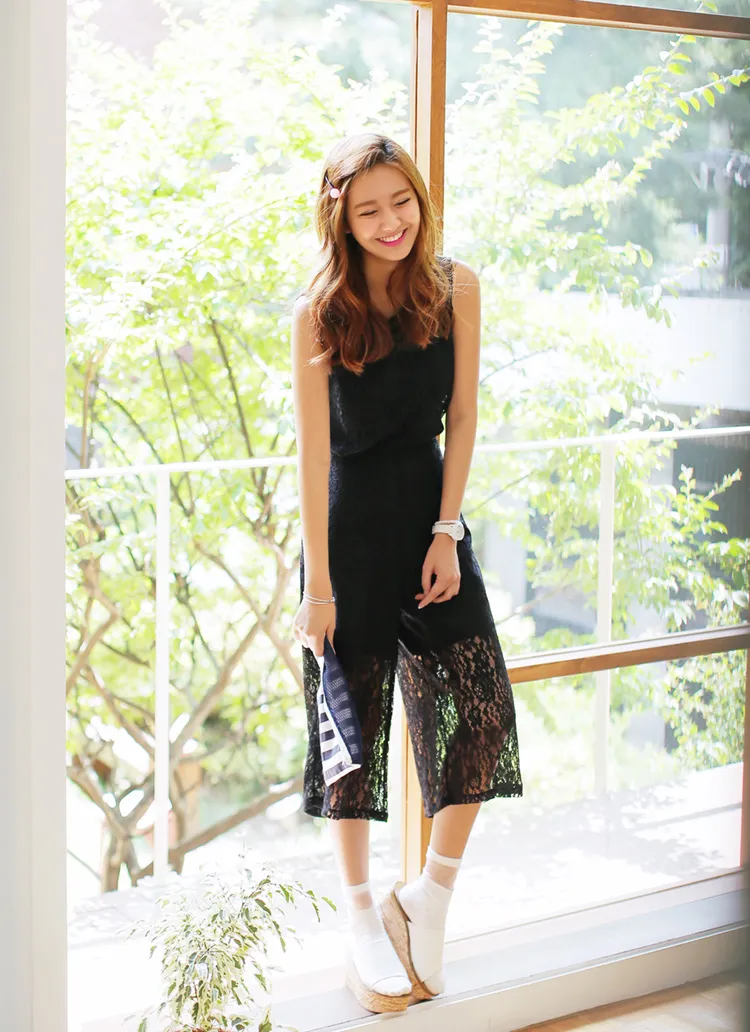 シースルーレースワイドパンツ・全2色 | DHOLIC | 詳細画像1