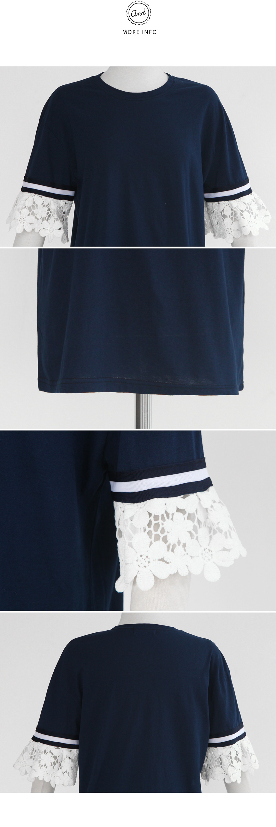 ライン&レーススリーブTシャツ・全3色 | DHOLIC | 詳細画像5