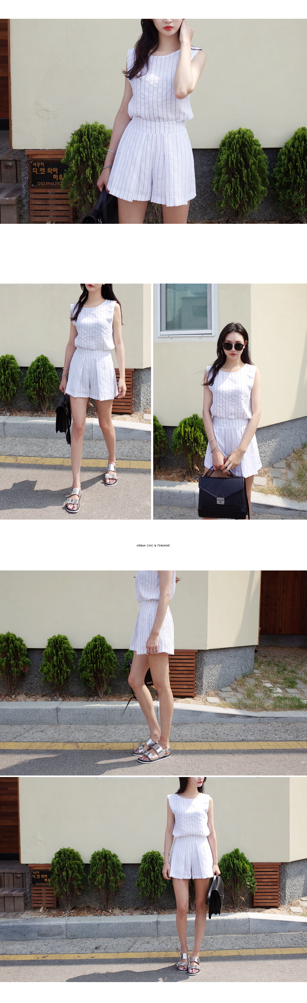 ストライプスリーブレス&ショートパンツセットアップ・全2色 | DHOLIC | 詳細画像2