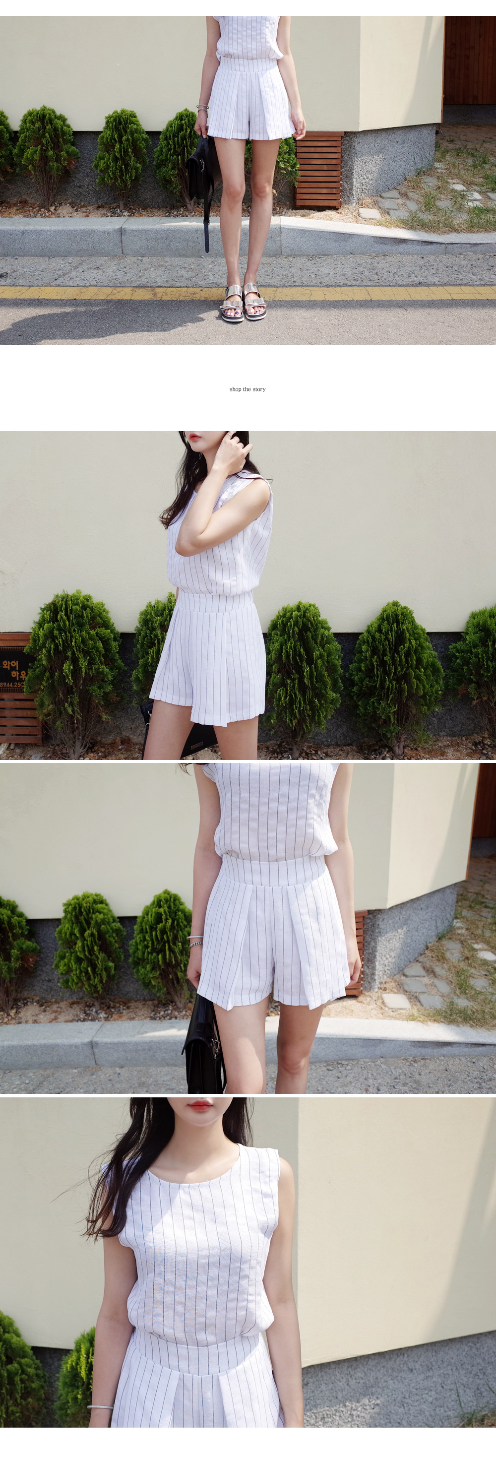 ストライプスリーブレス&ショートパンツセットアップ・全2色 | DHOLIC | 詳細画像4