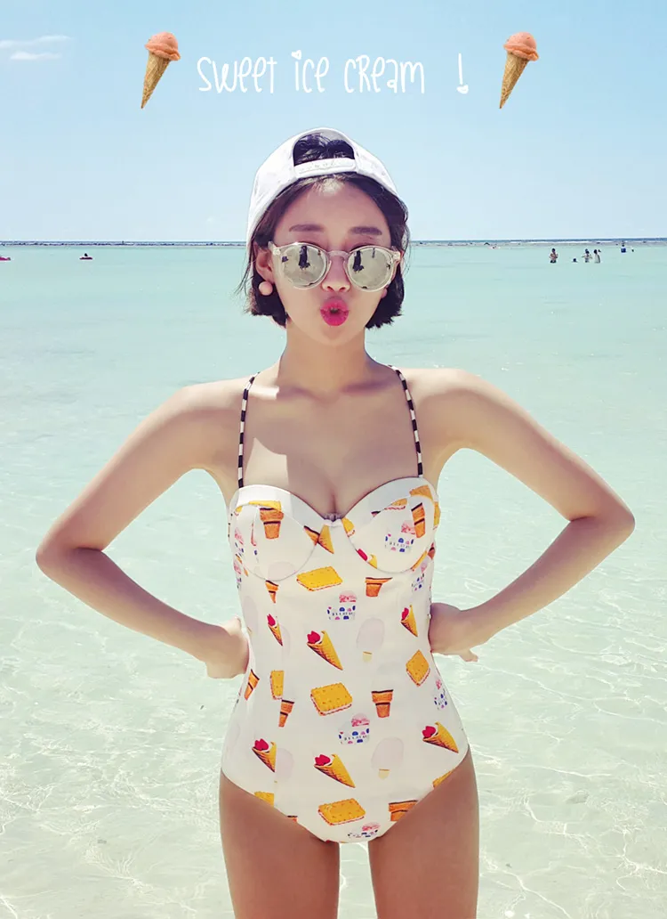 アイスクリーム柄ワンピース水着・全3色 | DHOLIC | 詳細画像1