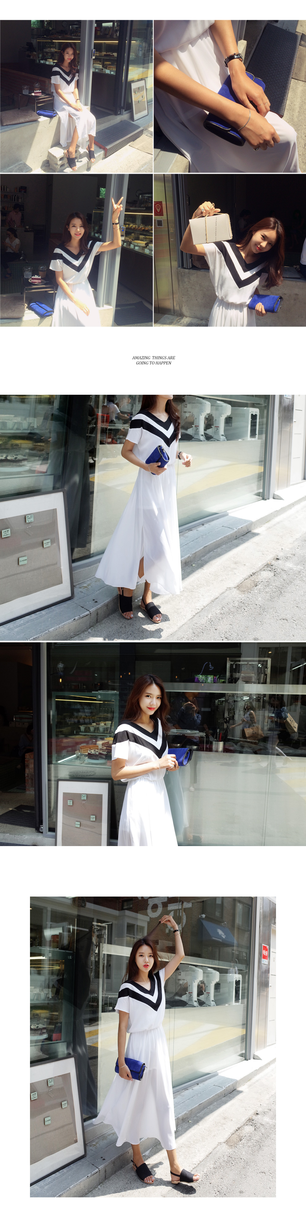 Vネックラインブラウジングロングワンピース・全3色 | DHOLIC | 詳細画像2