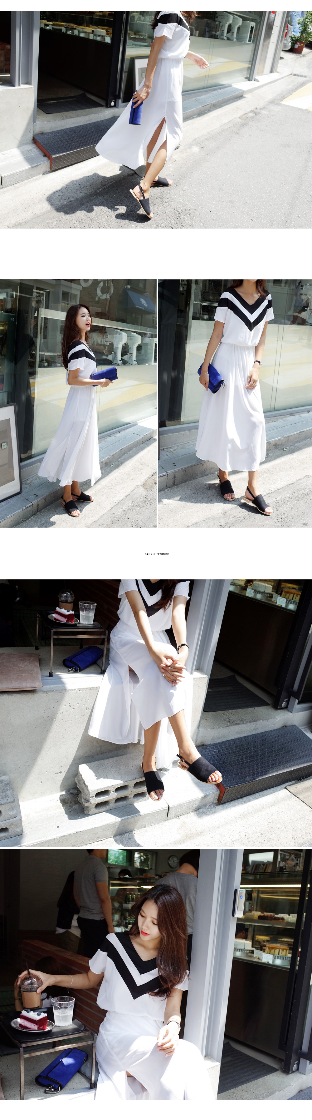 Vネックラインブラウジングロングワンピース・全3色 | DHOLIC | 詳細画像4