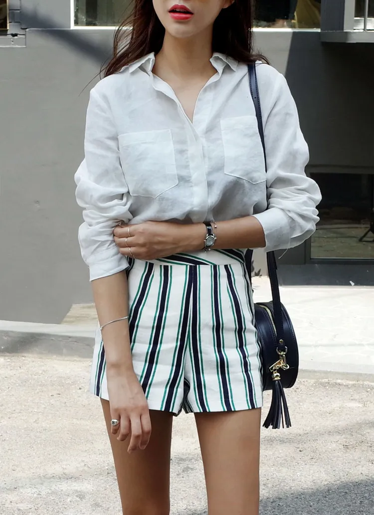 ストライプレーヨンショートパンツ・全3色 | DHOLIC | 詳細画像1