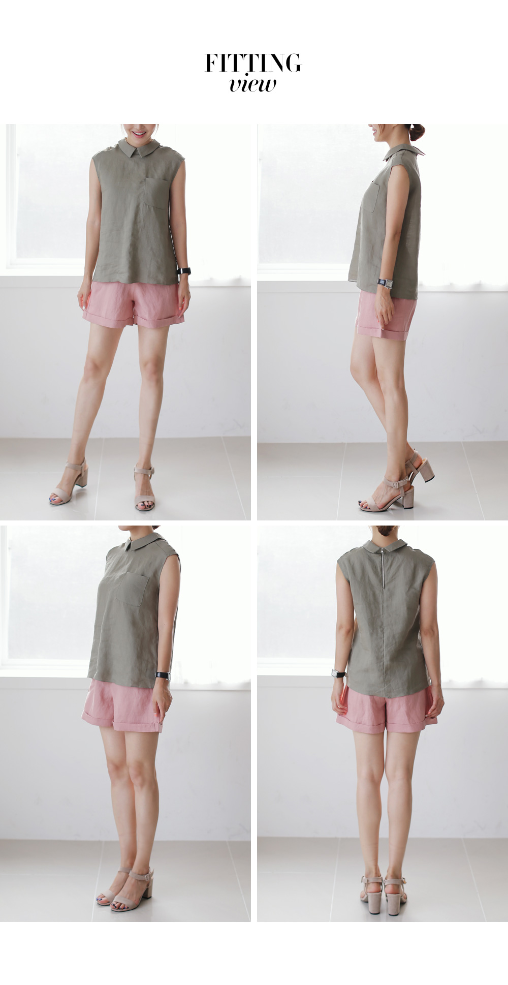 バックジッパーリネン襟付きブラウス・全4色 | DHOLIC PLUS | 詳細画像8