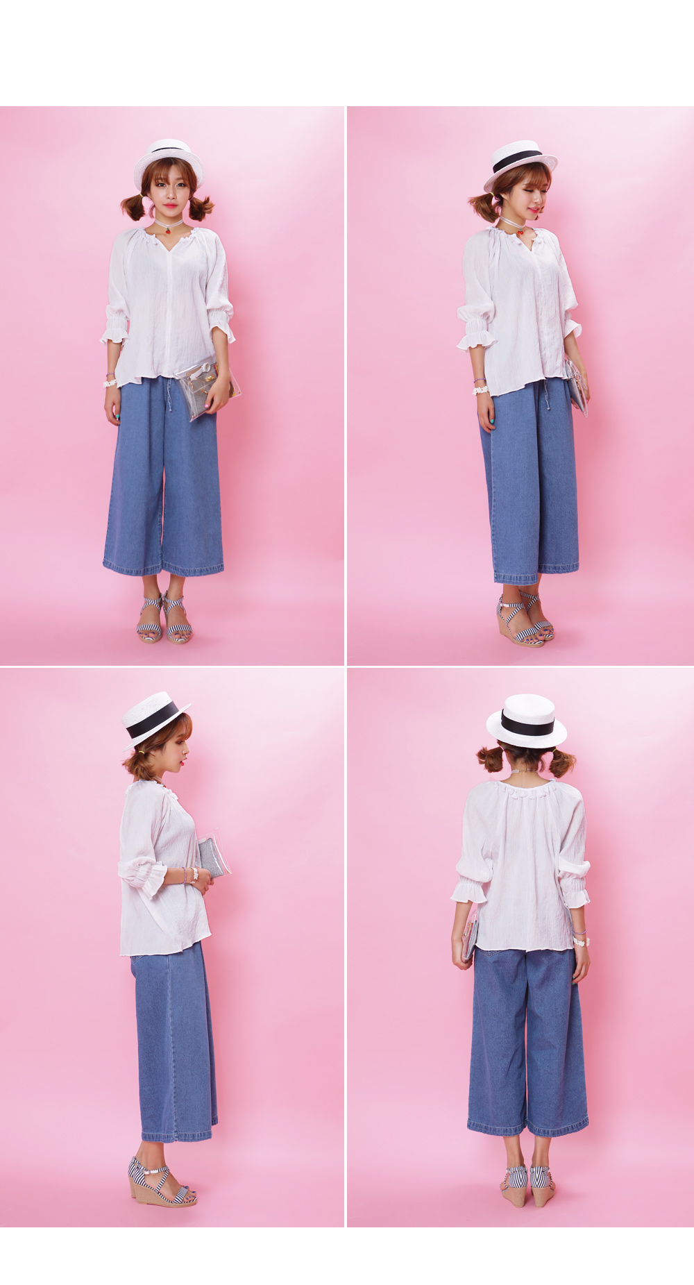 ウエストリボンワイドデニムパンツ・全1色 | DHOLIC | 詳細画像5