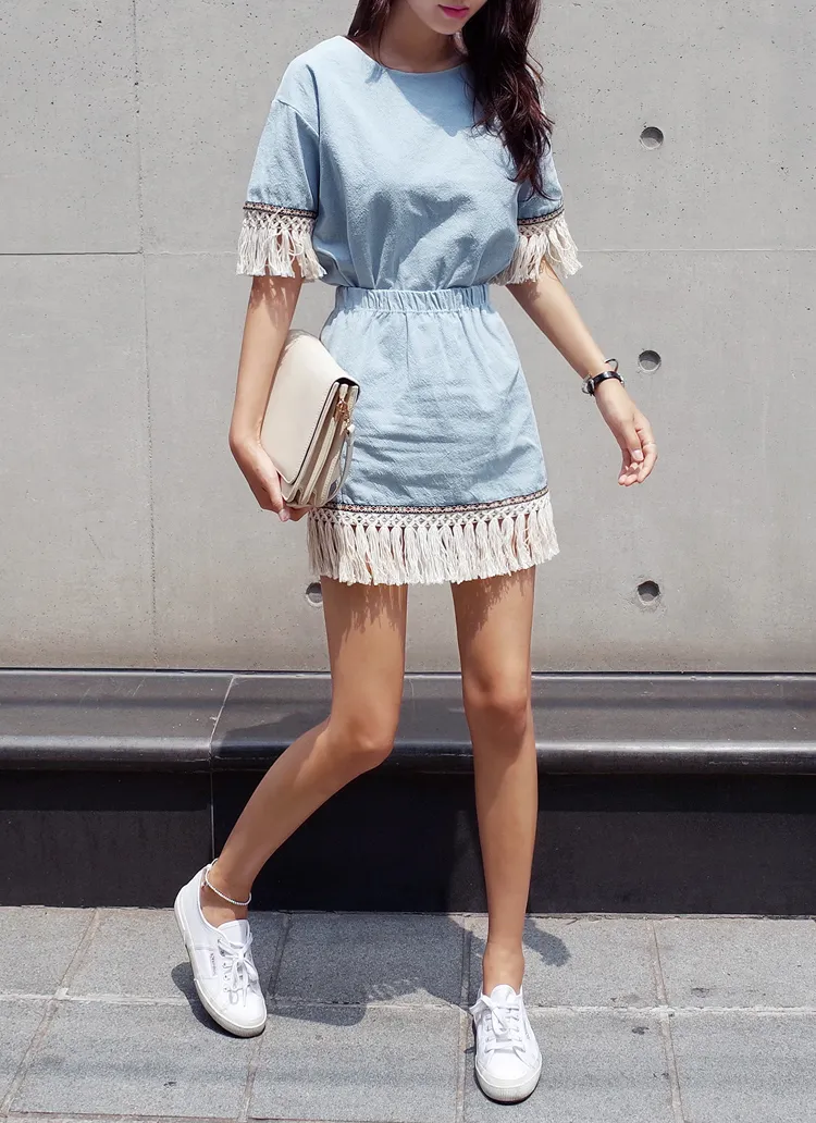 <font color=red><b>●●雑誌mini10月号掲載●●</b></font>ウエストゴムフリンジミニスカート・全3色 | DHOLIC | 詳細画像1