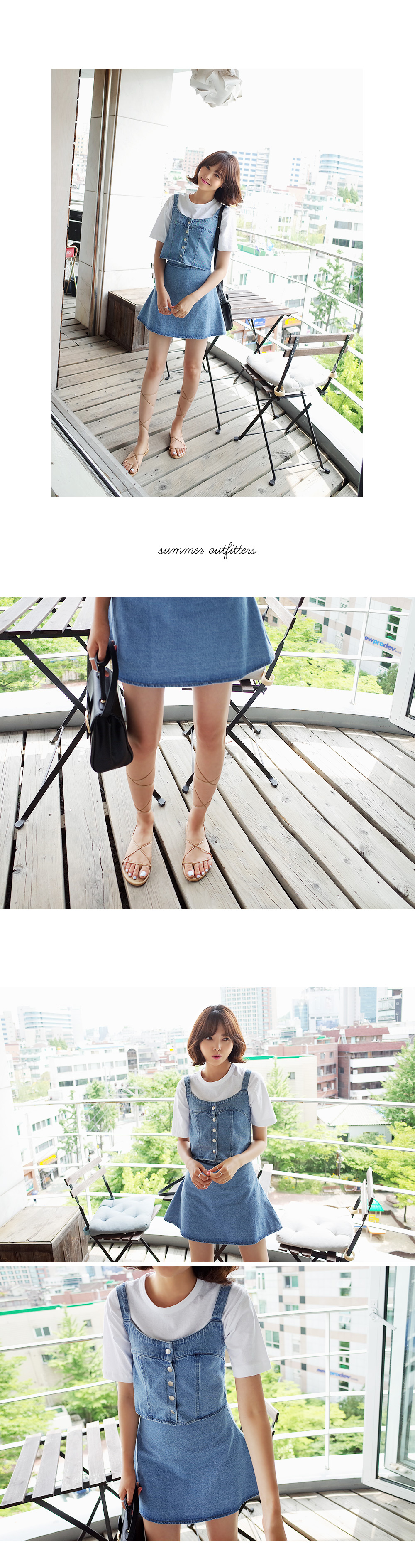 ライトブルーデニムビスチェ&フレアスカートセットアップ・全1色 | DHOLIC | 詳細画像6