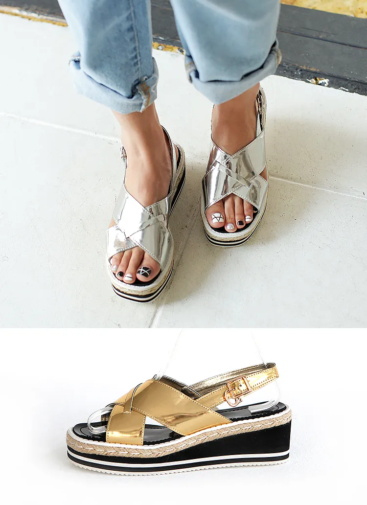 メタリックカラーXストラップサンダル・全3色 | DHOLIC | 詳細画像1