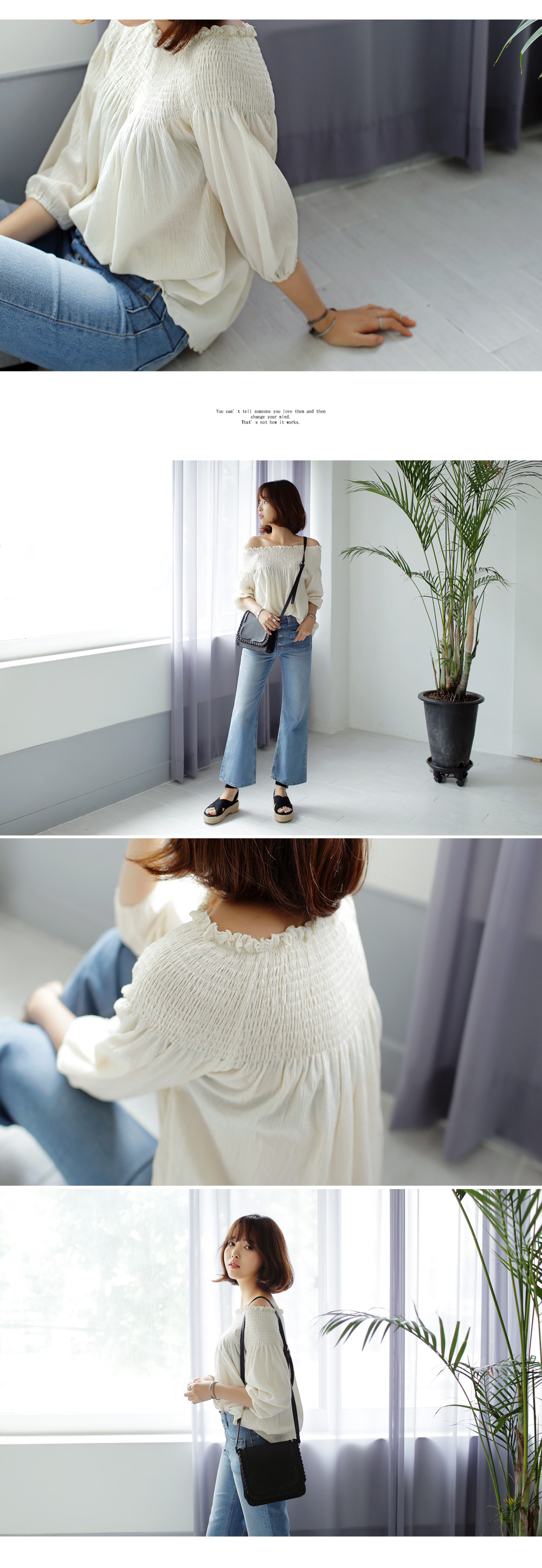 シャーリング2wayオフショルダーブラウス・全2色 | DHOLIC | 詳細画像4