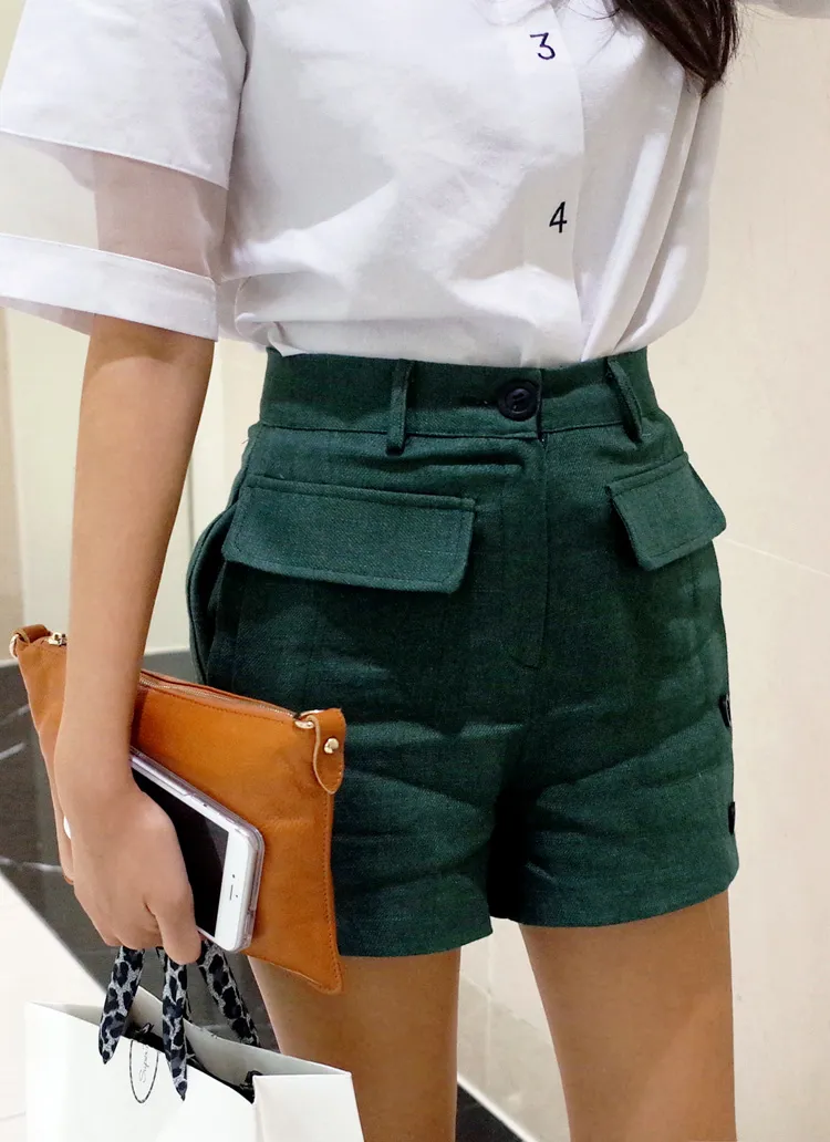 ボタンディテールハイウエストショートパンツ・全3色 | DHOLIC | 詳細画像1