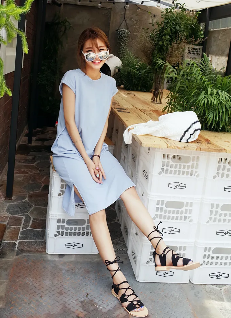 ロールアップスリーブIラインワンピース・全3色 | DHOLIC | 詳細画像1