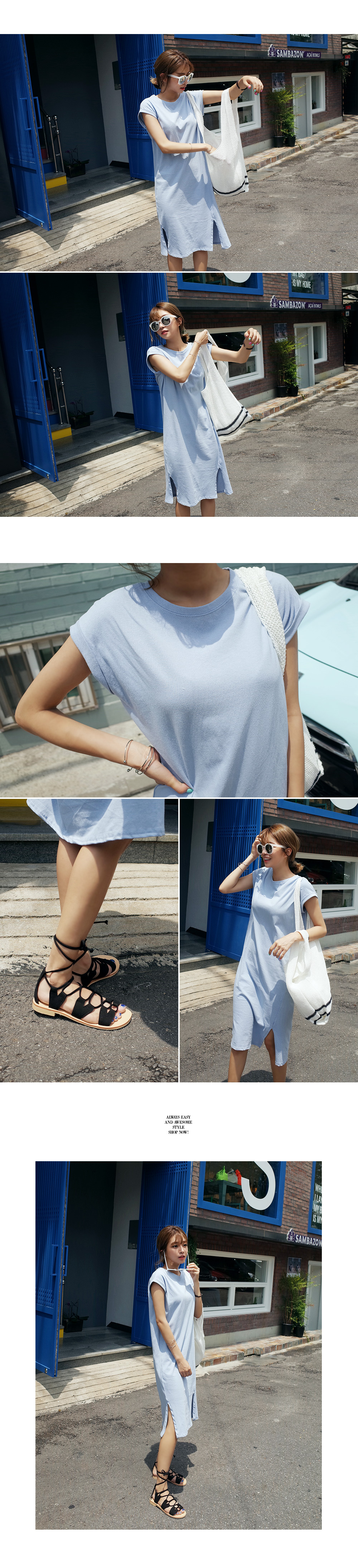 ロールアップスリーブIラインワンピース・全3色 | DHOLIC | 詳細画像3