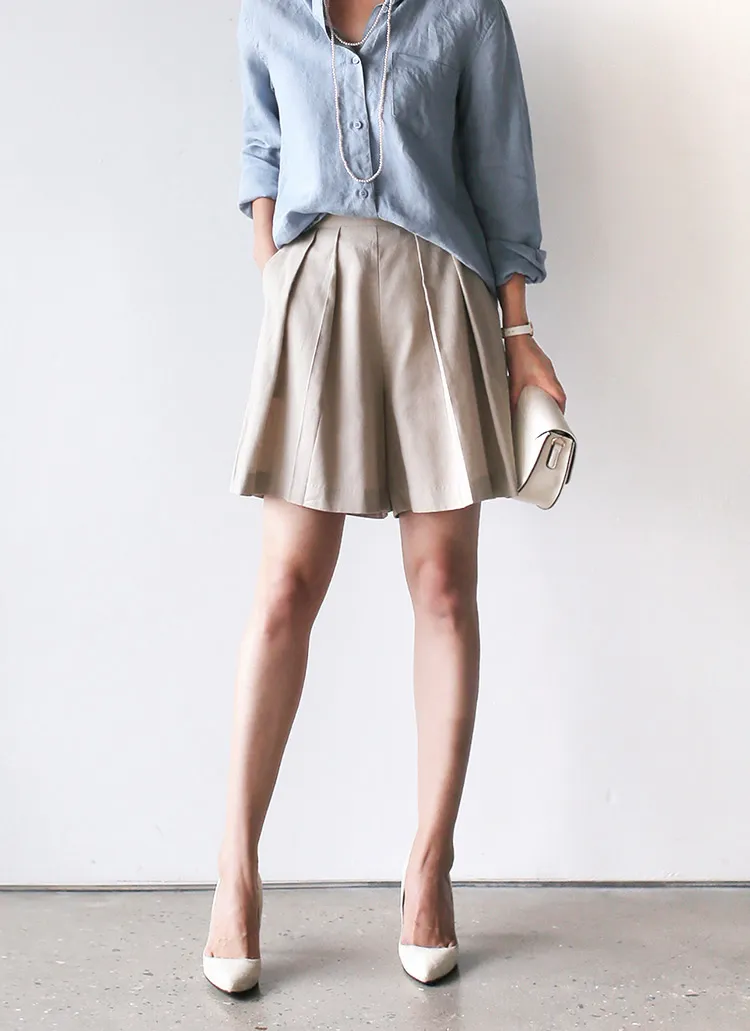 リネンフレアショートパンツ・全4色 | DHOLIC PLUS | 詳細画像1