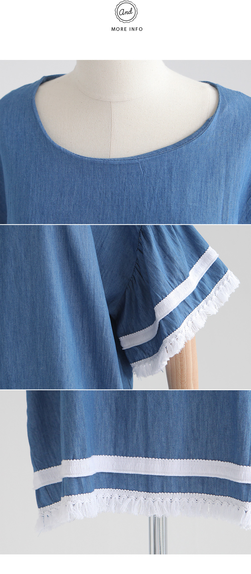 ワイドスリーブラインブルーデニムワンピース・全2色 | DHOLIC | 詳細画像5