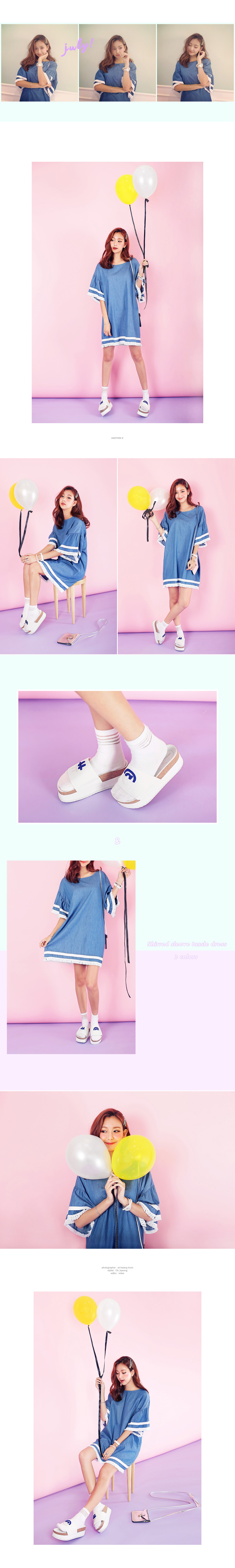 ワイドスリーブラインブルーデニムワンピース・全2色 | DHOLIC | 詳細画像2