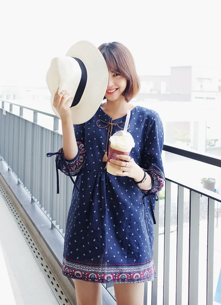 エスニックプリントミニワンピース・全2色 | DHOLIC | 詳細画像1