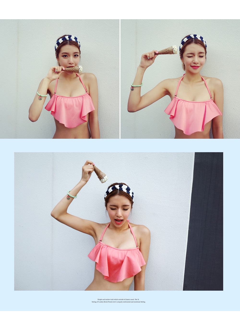 ピンク&ネイビーフリルバンドゥワイヤービキニ・全1色 | DHOLIC | 詳細画像9