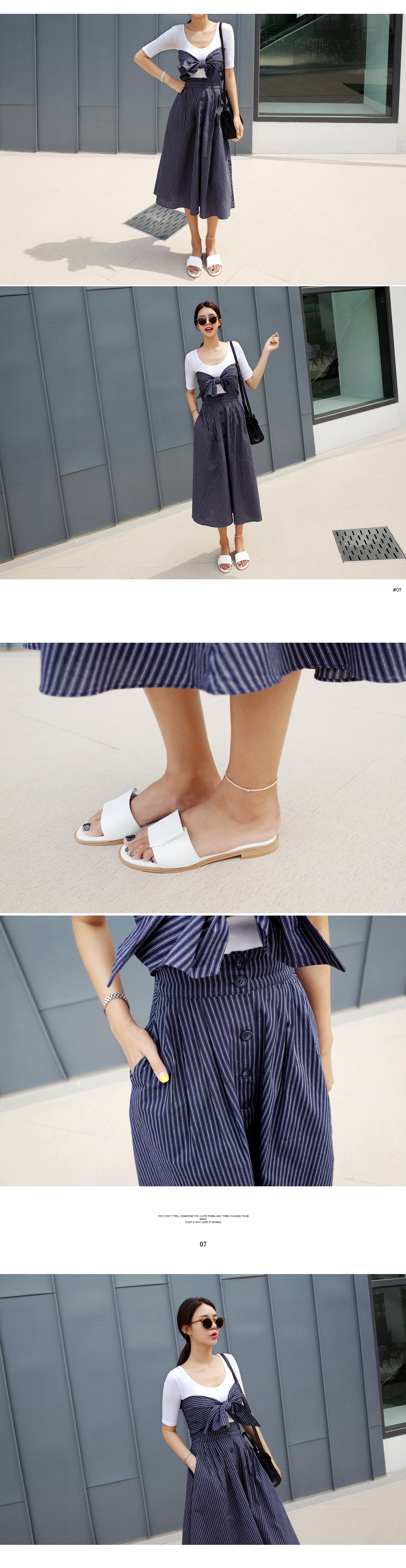 ストライプ2ピースフレアワンピース・全2色 | DHOLIC | 詳細画像5