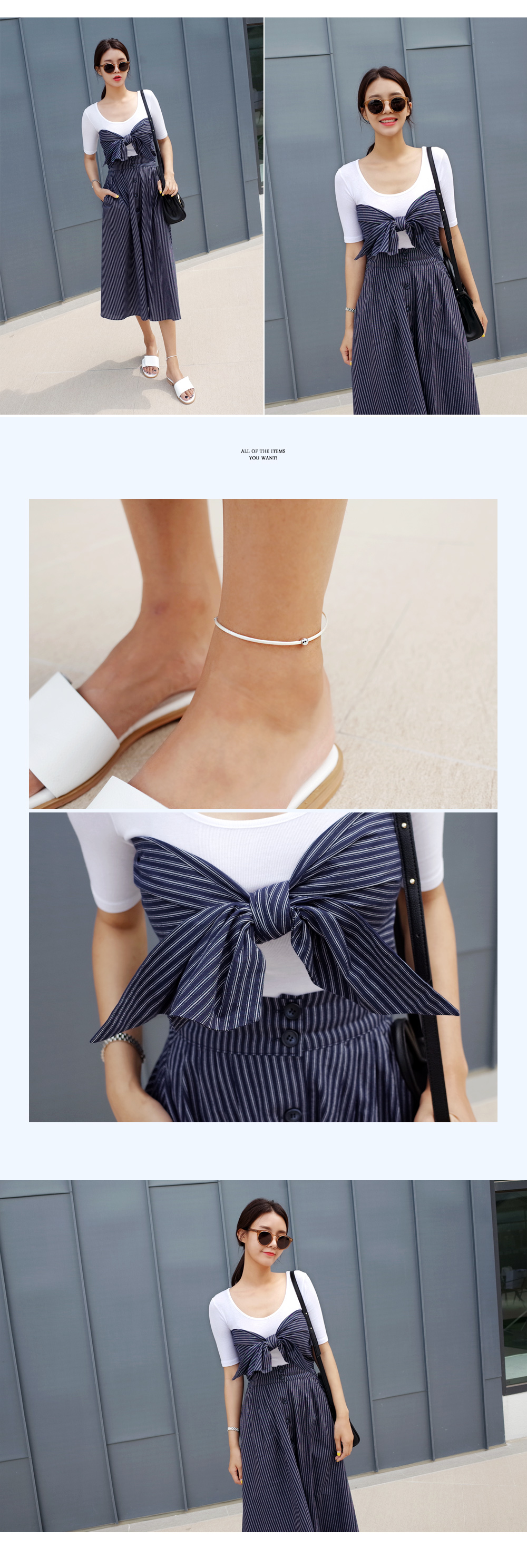 ストライプ2ピースフレアワンピース・全2色 | DHOLIC | 詳細画像7