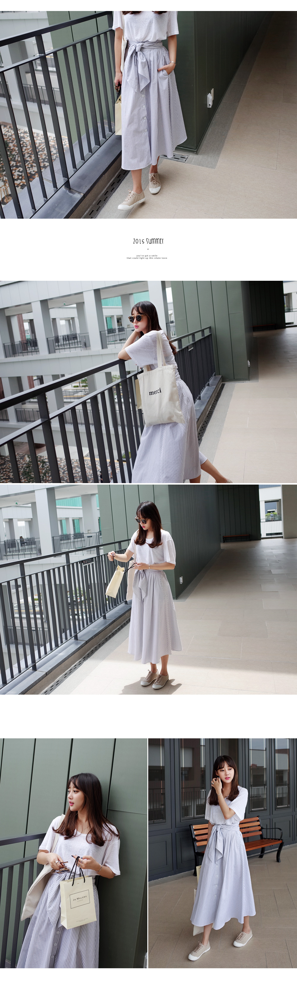 ストライプ2ピースフレアワンピース・全2色 | DHOLIC | 詳細画像8