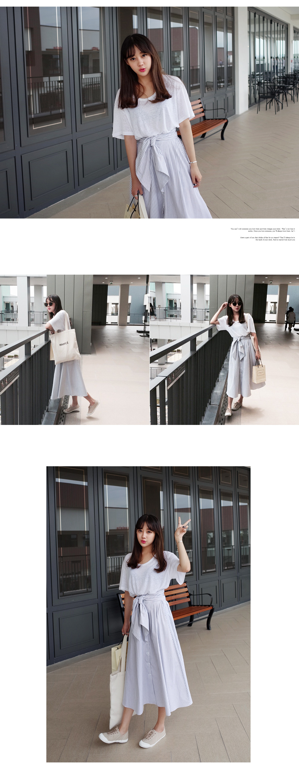 ストライプ2ピースフレアワンピース・全2色 | DHOLIC | 詳細画像9