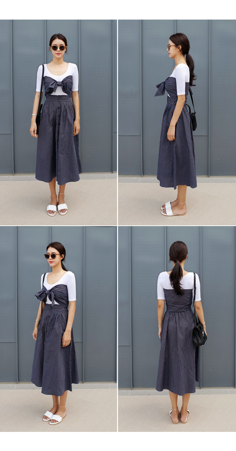 ストライプ2ピースフレアワンピース・全2色 | DHOLIC | 詳細画像10