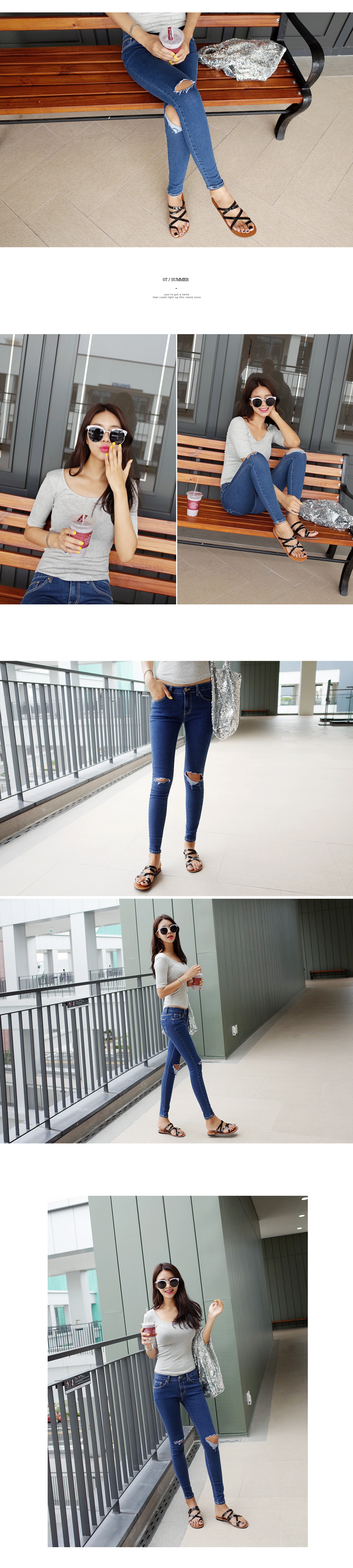 ニーカットブルースキニージーンズ・全1色 | DHOLIC | 詳細画像4