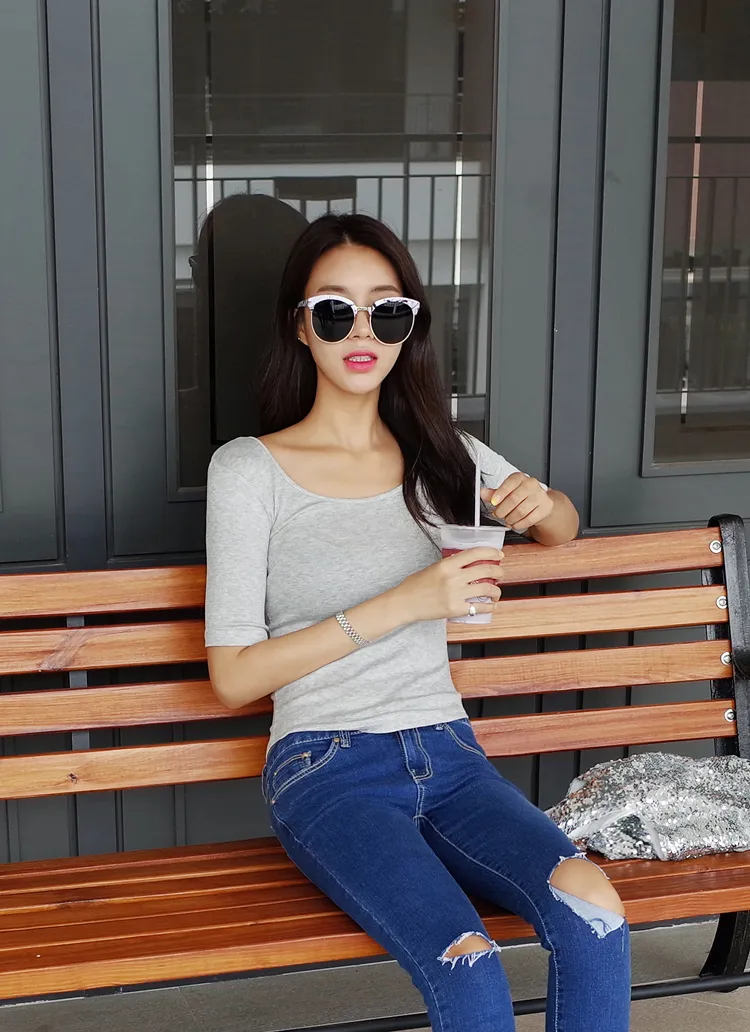 ラウンドネックスリムTシャツ・全6色 | DHOLIC | 詳細画像1