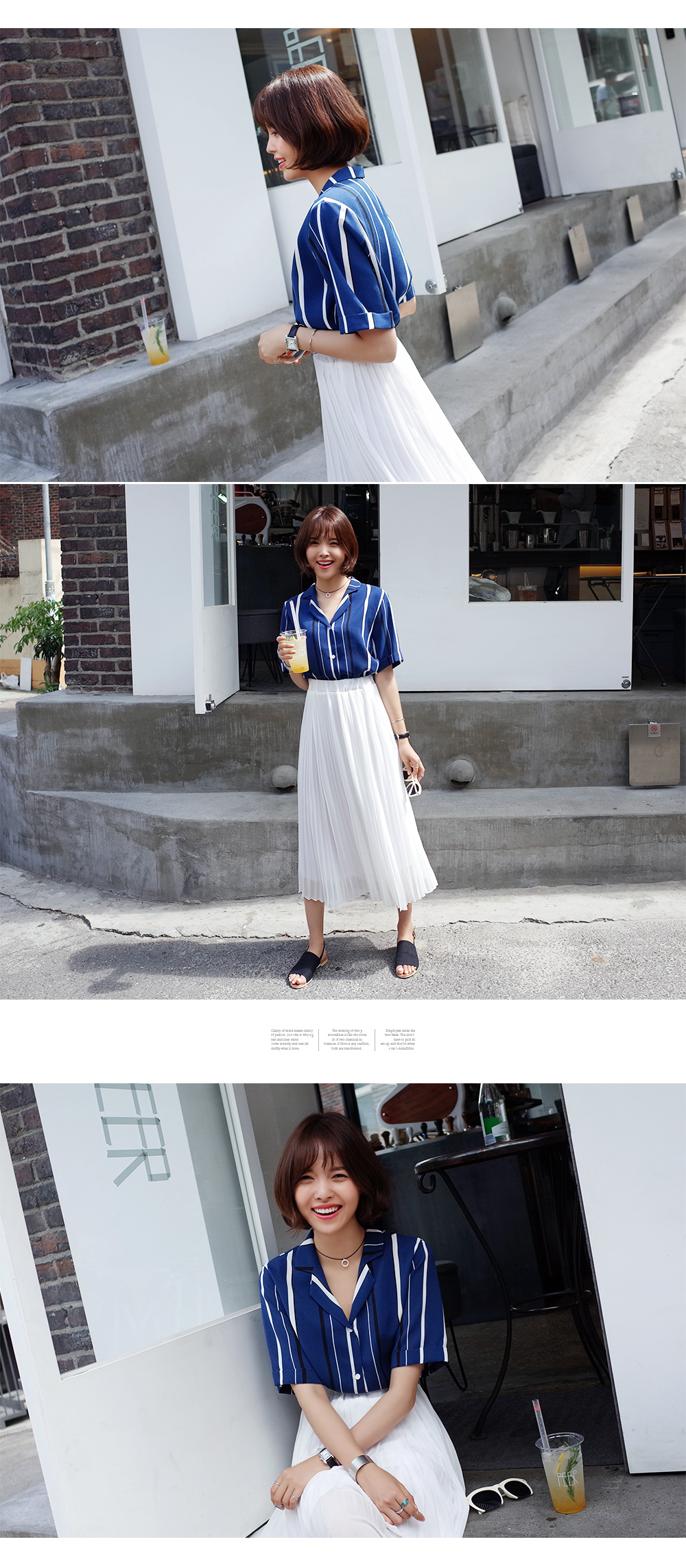 ストライプ開襟シャツ・全2色 | DHOLIC | 詳細画像6