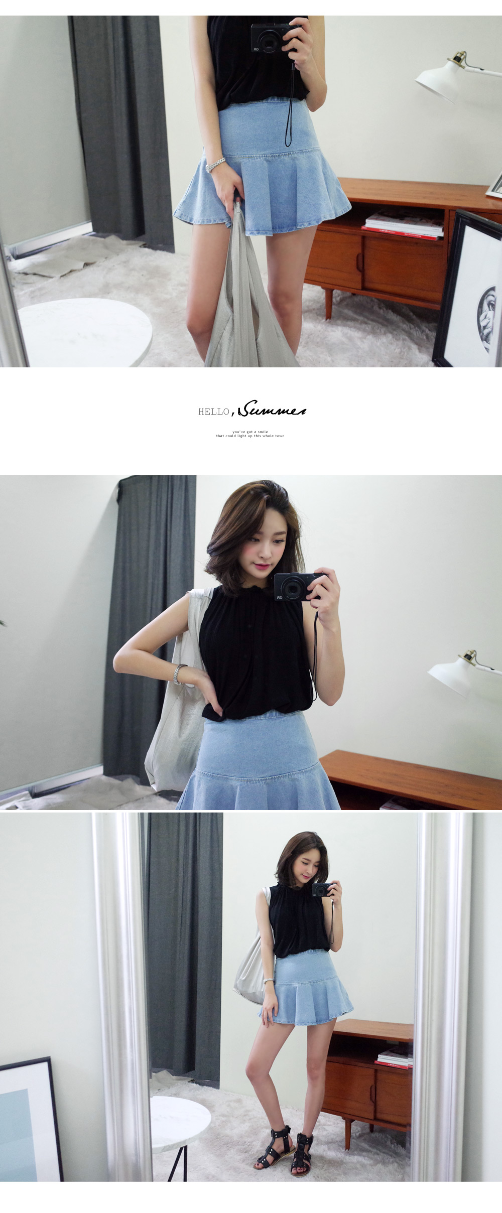 ライトブルデニムフィットフレアスカート・全1色 | DHOLIC | 詳細画像4