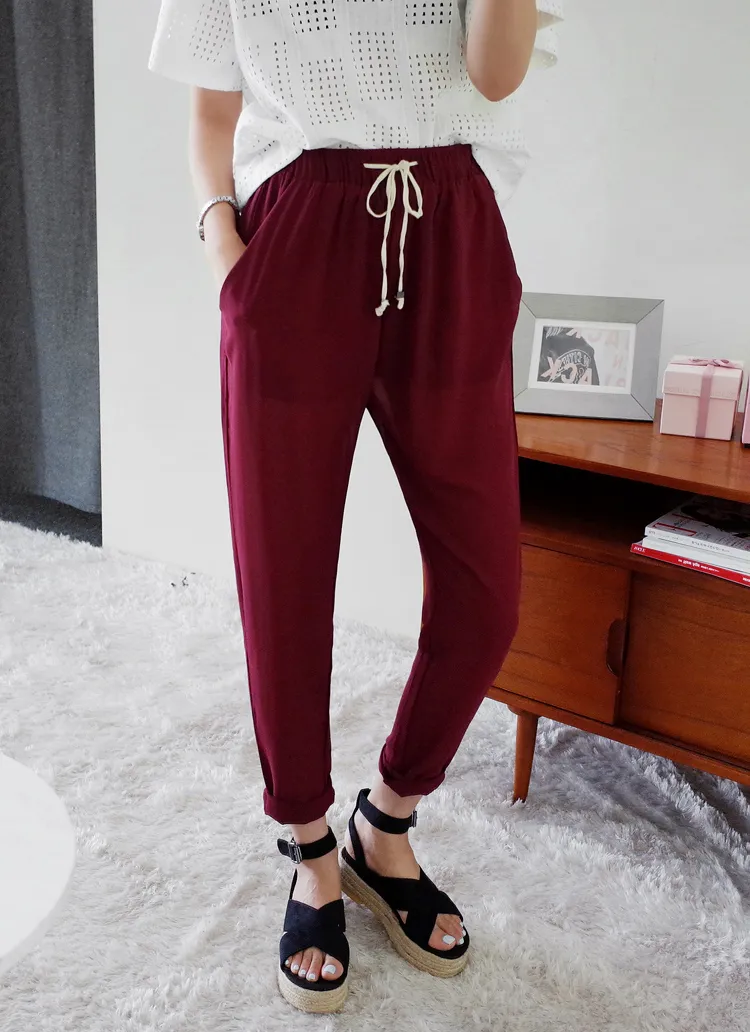 バーガンディシフォンイージーパンツ・全1色 | DHOLIC | 詳細画像1