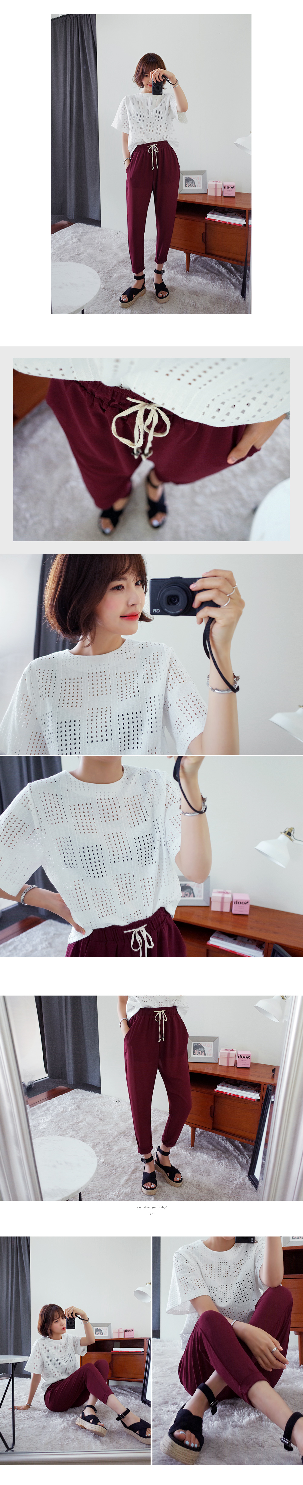 バーガンディシフォンイージーパンツ・全1色 | DHOLIC | 詳細画像2