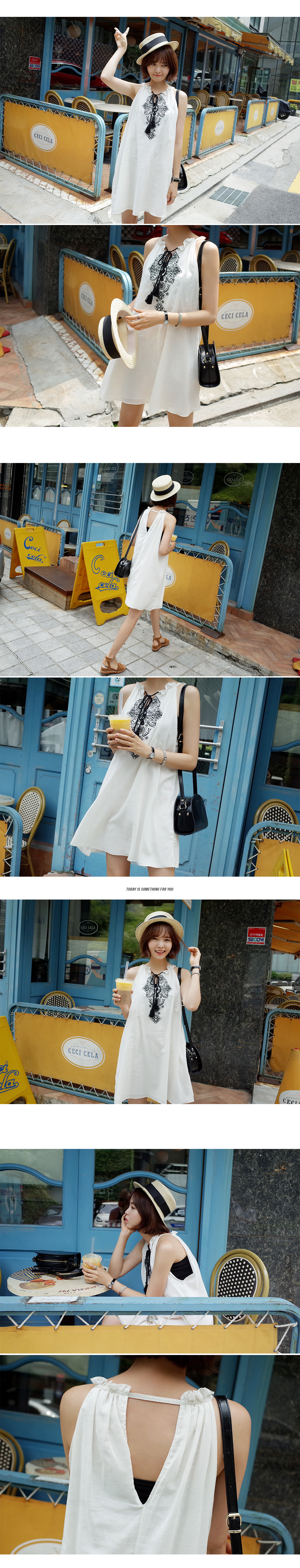 フロント刺繍バックスリットワンピース・全2色 | DHOLIC | 詳細画像3