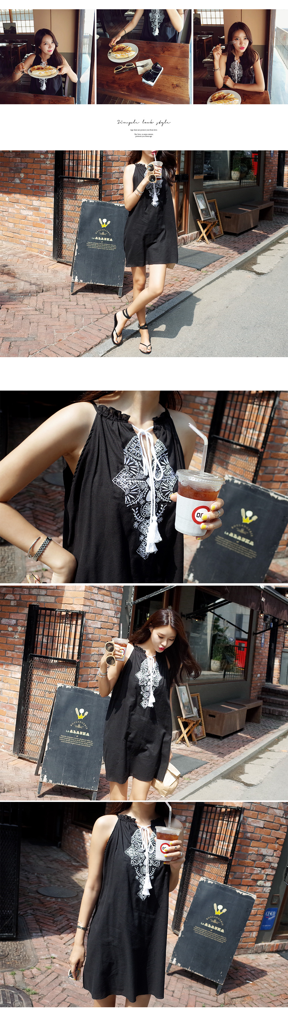 フロント刺繍バックスリットワンピース・全2色 | DHOLIC | 詳細画像5