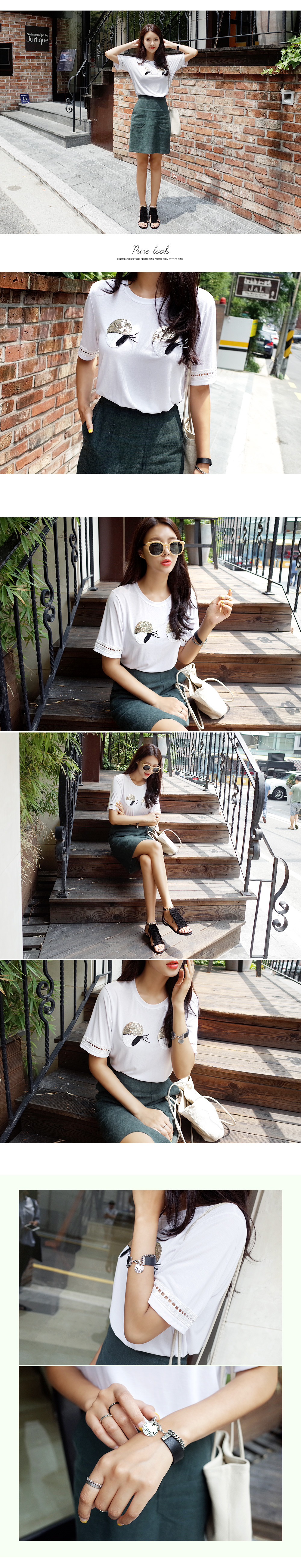 スパンコールアイモチーフTシャツ・全2色 | DHOLIC | 詳細画像2