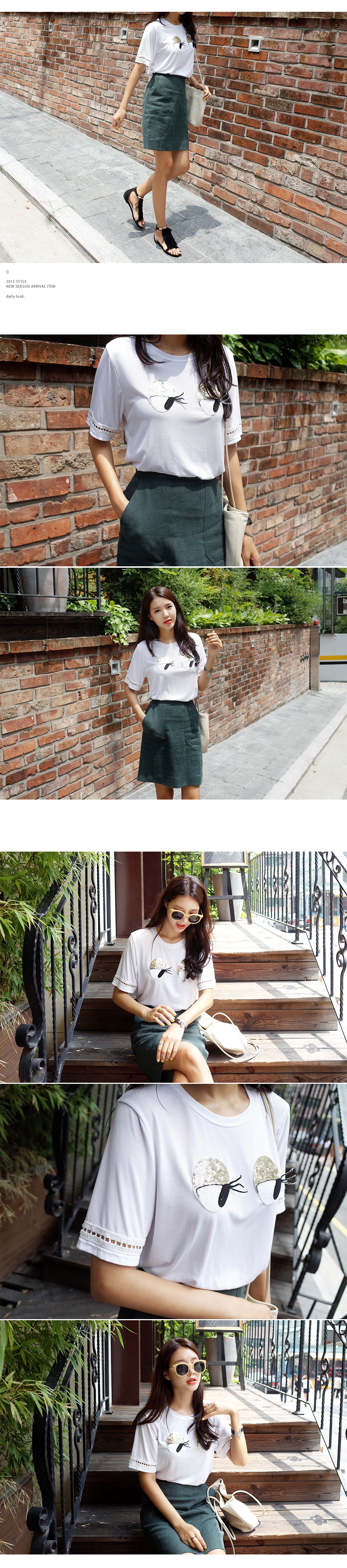 スパンコールアイモチーフTシャツ・全2色 | DHOLIC | 詳細画像3