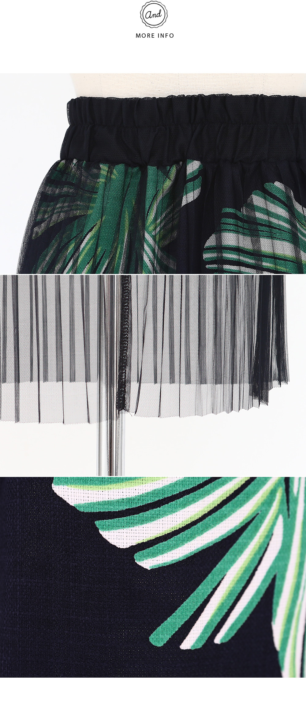 フラワープリントプリーツシースルーレイヤードスカート・全2色 | DHOLIC | 詳細画像5