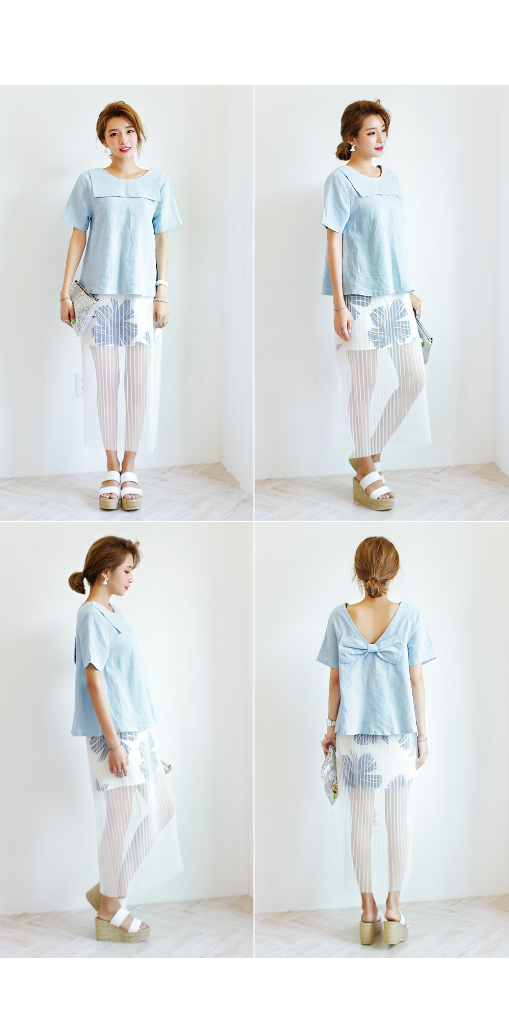 フラワープリントプリーツシースルーレイヤードスカート・全2色 | DHOLIC | 詳細画像4