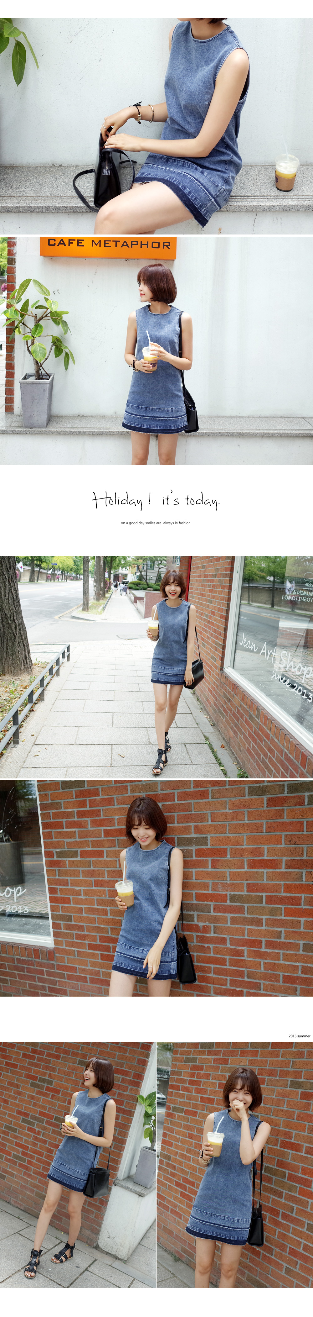 バックジッパーデニムワンピース・全1色 | DHOLIC | 詳細画像2