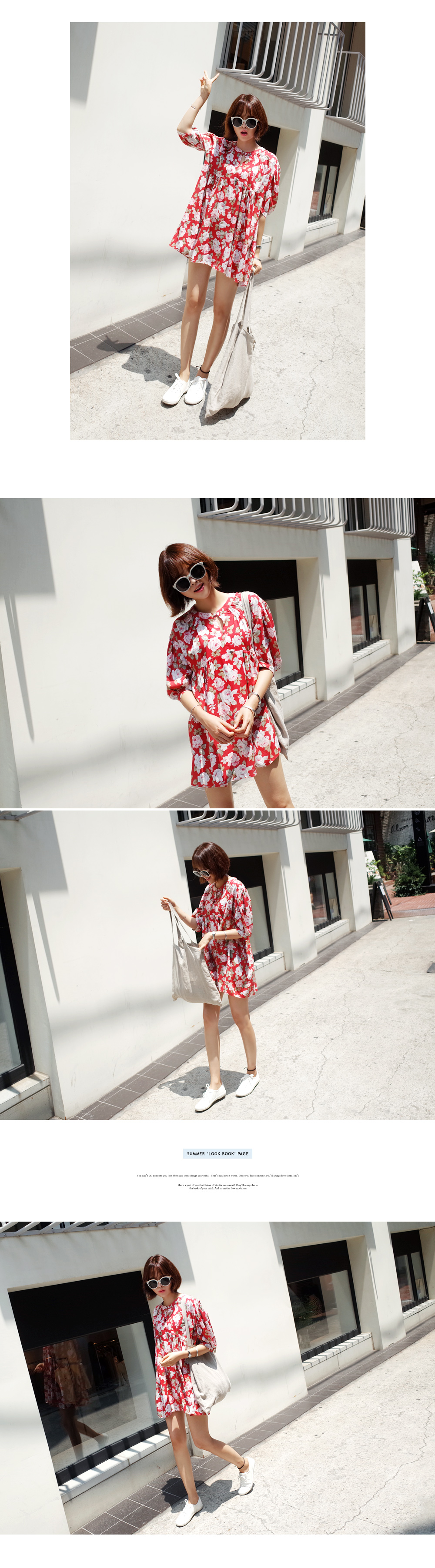 フローラルプリントルーズミニワンピース・全2色 | DHOLIC | 詳細画像2