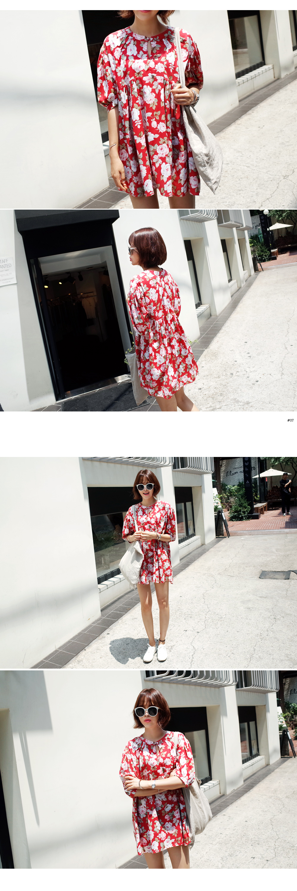 フローラルプリントルーズミニワンピース・全2色 | DHOLIC | 詳細画像4