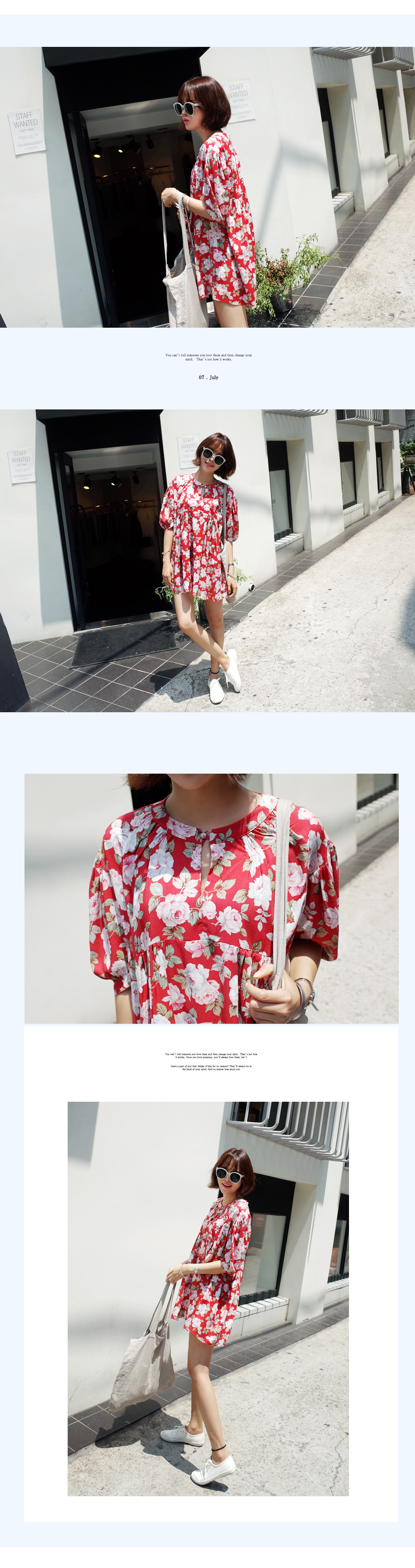 フローラルプリントルーズミニワンピース・全2色 | DHOLIC | 詳細画像5