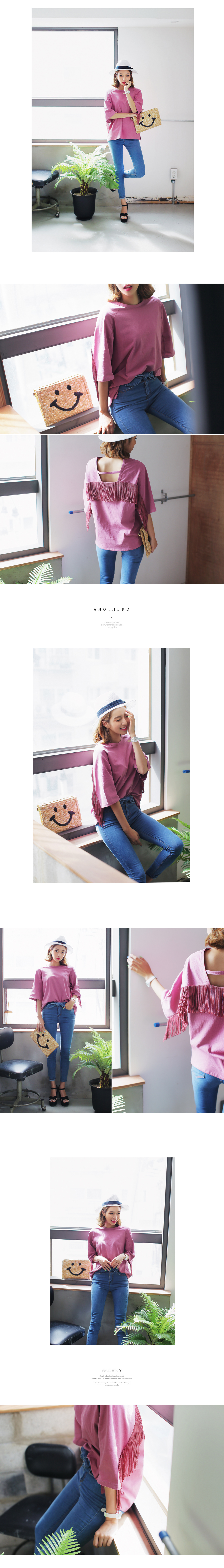 <font color=red><b>●●雑誌JELLY10月号掲載●●</b></font>バックフリンジオーバーTシャツ・全3色 | DHOLIC | 詳細画像4