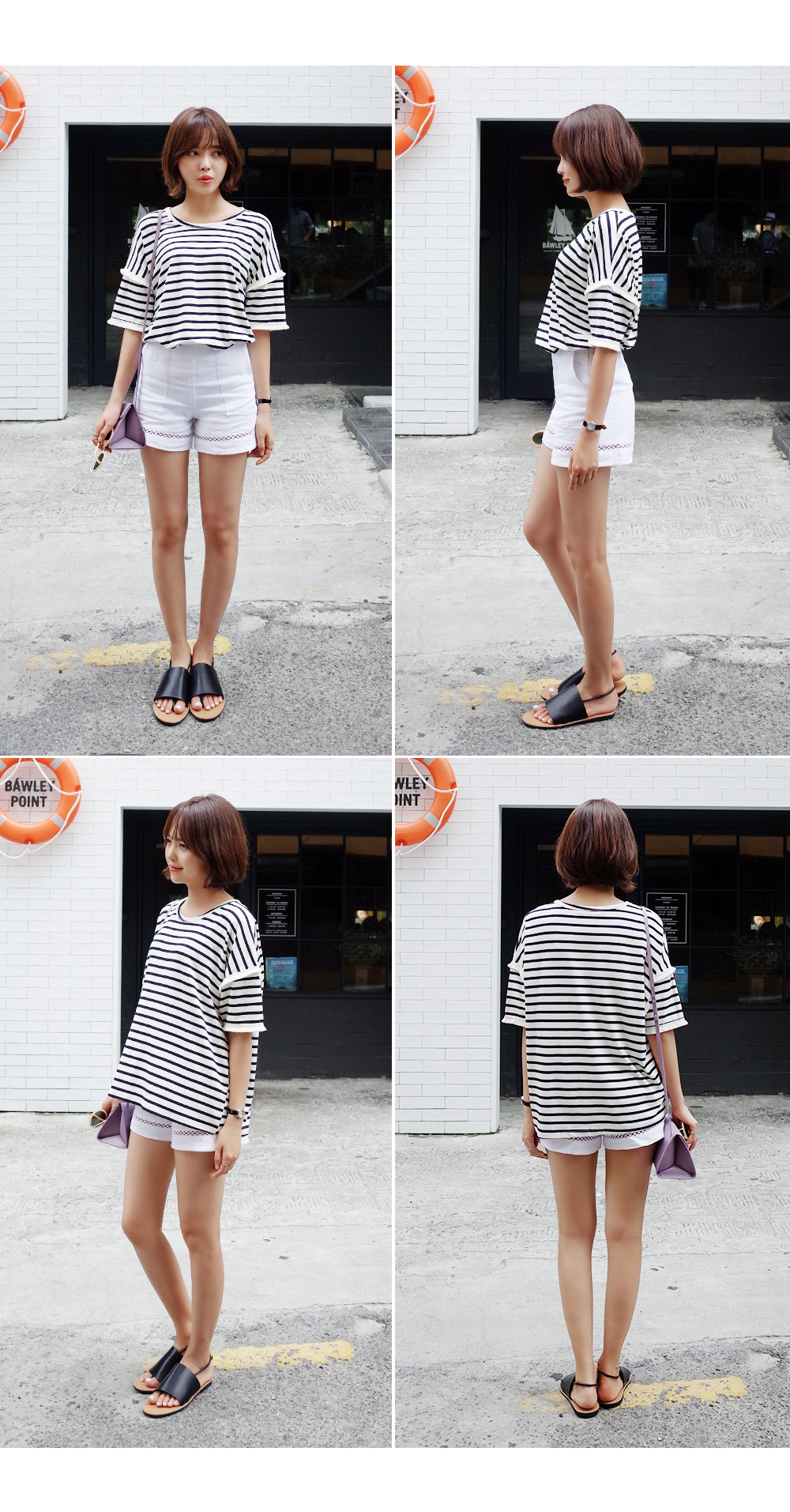 フリンジスリーブボーダーTシャツ・全3色 | DHOLIC | 詳細画像6