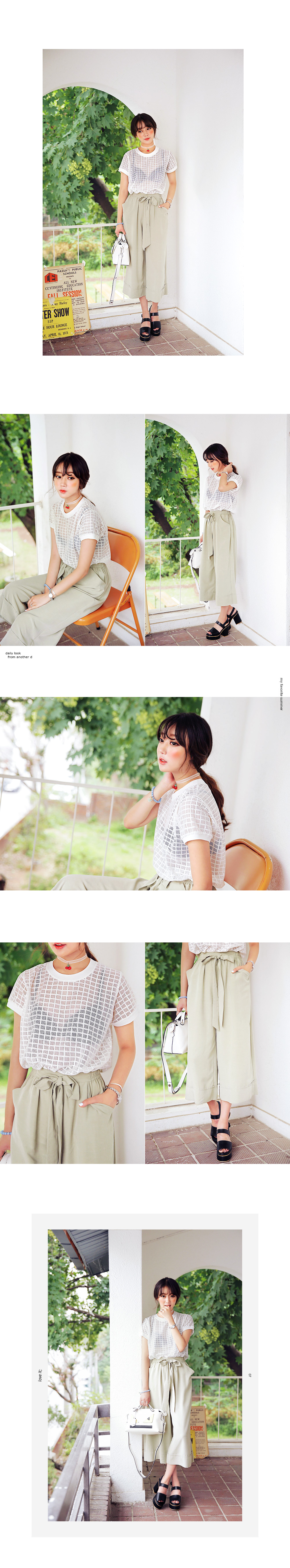 ラウンドネックチェックシースルーTシャツ・全2色 | DHOLIC | 詳細画像2