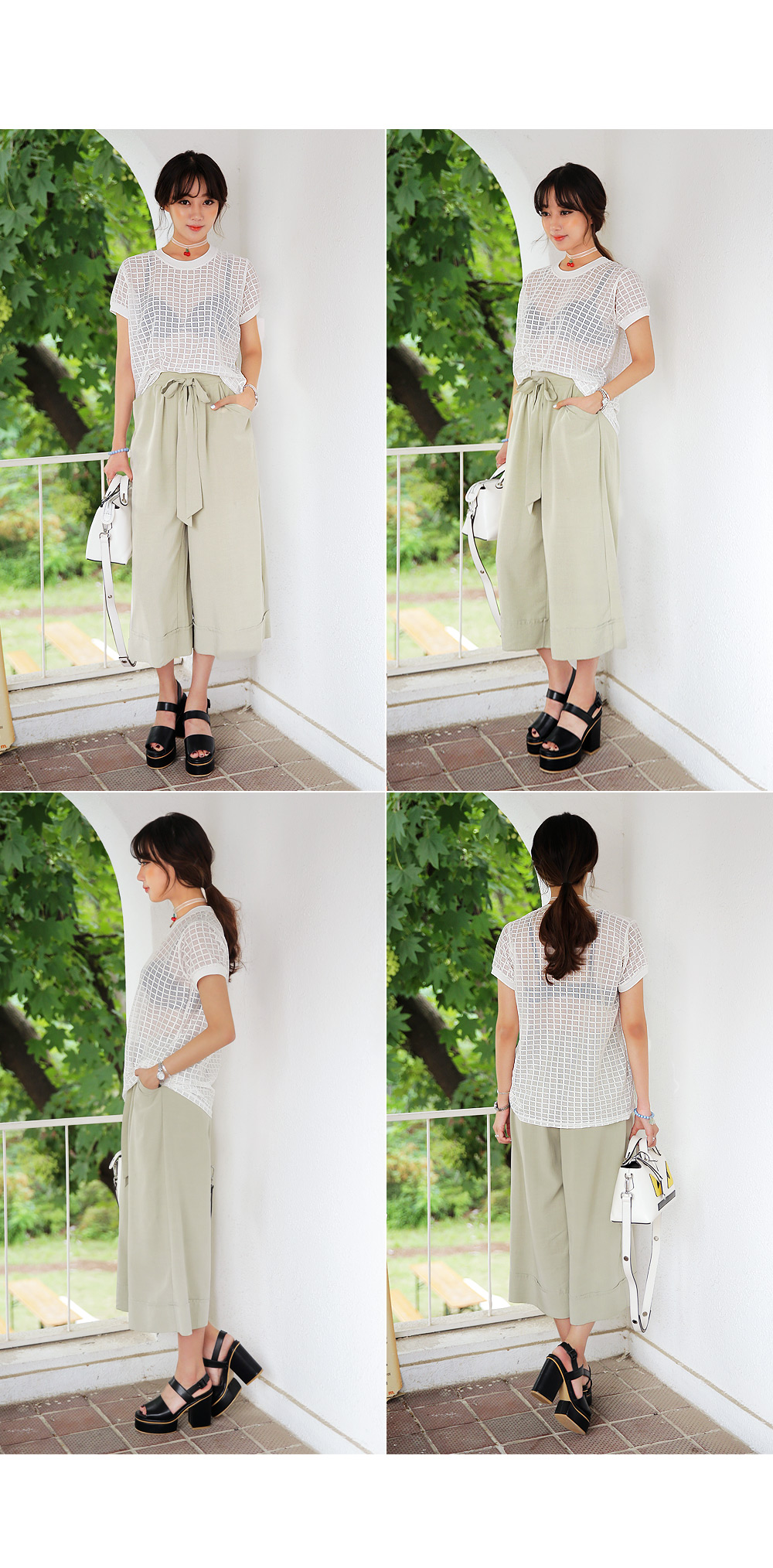 ラウンドネックチェックシースルーTシャツ・全2色 | DHOLIC | 詳細画像4